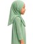 Penye Kendinden Başörtülü Çocuk Namaz Elbisesi Açık Yeşil/ 6-7-8 Yaş 5