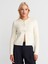 60983 Incili Fiyonk Aksesuarlı Triko Hırka-Ekru 1