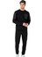 6112 Erkek Uzun Kollu Bisiklet Yaka Üç Iplik Paçası Lastikli Eşofman Takımı-Siyah 1
