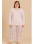 Kadın Büyük Beden 05150 % 100 Pamuk Raporlu Interlok Pijama Takımı Somon 1