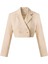 Kadın Bej Düğmeli Crop Blazer Ceket 1