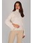 Kadın Ekru Balıkcı Yaka Kol Yırtmaçlı Kazak 2