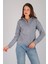 Kadın Gri Yarım Fermuar Uzun Kol Kazak 2
