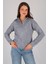 Kadın Gri Yarım Fermuar Uzun Kol Kazak 3