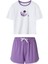 Kadın Lila Astronot Desen Tişört Şort Takım 1