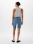 Kadın Mavi 9" Mid Rise Denim Bermuda Şort 6