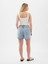 Kadın Açık Mavi 4" High Rise Denim Utility Şort 2