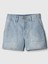 Kadın Açık Mavi 4" High Rise Denim Utility Şort 5