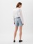 Kadın Açık Mavi 4" High Rise Denim Utility Şort 6