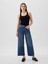 Kadın Koyu Mavi High Rise Stride Wide-Leg Ankle Jean Pantolon 1