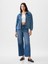 Kadın Koyu Mavi High Rise Stride Wide-Leg Ankle Jean Pantolon 5