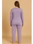 Kadın 05114 Büyük Beden % 100 Pamuk Raporlu Interlok Pijama Takımı Mor 2