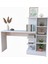 Modern Mdf Beyaz Kitaplıklı Çalışma Masası 3