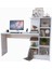 Modern Mdf Beyaz Kitaplıklı Çalışma Masası 7