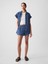 Kadın Mavi Crinkle Gauze Denim Easy Şort 1