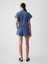 Kadın Mavi Crinkle Gauze Denim Easy Şort 6