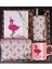 Flamingo Desenli Kişiye Özel Defter Kalem Matara Renkli Kupa Bardak Hediye Seti 1