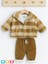 Bebek 3lü Montlu Kombin Kalın Kışlık Alt Üst Takım Baby Outfit 1