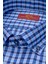 Regular Fit Paşa Yaka Kare Desenli Lacivert Pamuk Erkek Gömlek GMEKS4KPS242070_E39 4