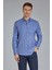 Regular Fit Paşa Yaka Kare Desenli Lacivert Pamuk Erkek Gömlek GMEKS4KPS242070_E39 5