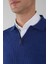 Indigo Polo Yaka Fermuarlı Ön Jakar Yün Erkek Triko TR23K23204_D66 3