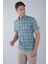 Regular Fit Paşa Yaka Yeşil Desenli Pamuk Keten Erkek Gömlek GMKTN3PS224006_D47 1