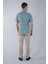 Regular Fit Paşa Yaka Yeşil Desenli Pamuk Keten Erkek Gömlek GMKTN3PS224006_D47 2