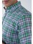 Regular Fit Paşa Yaka Yeşil Desenli Pamuk Keten Erkek Gömlek GMKTN3PS224006_D47 4