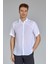 Regular Fit Birit Yaka Beyaz Keten Erkek Gömlek GMKTNA1224013_D01 1