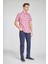 Regular Fit Paşa Yaka Kırmızı Desenli Pamuk Keten Erkek Gömlek GMKTN3PS224005_D24 5