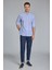 Regular Fit Paşa Yaka Lacivert Pamuk Keten Erkek Gömlek GMKTN3PS224018_D39 2