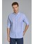 Regular Fit Paşa Yaka Lacivert Pamuk Keten Erkek Gömlek GMKTN3PS224018_D39 4