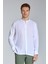 Regular Fit Hakim Yaka Beyaz Keten Erkek Gömlek GMKTN8HY224011_D01 1