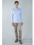 Regular Fit Uzun Kollu Mavi Pamuk Linen Erkek Gömlek GMKTN250005_E35 5