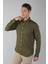 Regular Fit Paşa Yaka Cepsiz Sedef Düğmeli Haki Erkek Gömlek GMKTN250011_D49 5