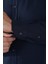 Regular Fit Paşa Yaka Cepsiz Sedef Düğmeli Lacivert Erkek Gömlek GMKTN250011_D39 4