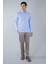 Regular Fit Uzun Kollu Paşa Yaka Cepsiz Pamuk Mavi Erkek Gömlek GMCZG250132_D35 5