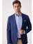 Erkek Lacivert Regular Fit Keten Karışımlı Mono Yaka Ceket 4