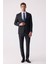 Erkek Siyah Slim Fit Çizgili %100 Yün Takım Elbise 2