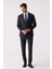 Erkek Siyah Slim Fit Çizgili %100 Yün Takım Elbise 5