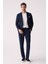 Erkek Lacivert Slim Fit Torba Cep Çizgili Jogger Pantolonlu Sivri Yaka Takım Elbise 1