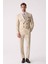 Erkek Krem Erkek Krem Slim Fit Yün Kruvaze Takım Elbise 3