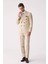 Erkek Krem Erkek Krem Slim Fit Yün Kruvaze Takım Elbise 4