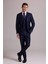 Erkek Lacivert Çizgili Slim Fit Yelekli Kırlangıç Yaka Takım Elbise 3