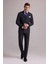 Erkek Gri Çizgili Slim Fit Sivri Yaka Kruvaze %100 Yün Takım Elbise 3