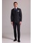 Erkek Gri Çizgili Slim Fit Sivri Yaka Kruvaze %100 Yün Takım Elbise 5