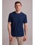 Erkek Lacivert Desenli Bisiklet Yaka T-Shirt 1