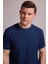 Erkek Lacivert Desenli Bisiklet Yaka T-Shirt 2