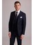 Erkek Siyah Slim Fit Sivri Yaka Yün Yelekli Çizgili Takım Elbise 5
