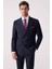 Erkek Lacivert Çizgili Slim Fit Kruvaze Takım Elbise 4